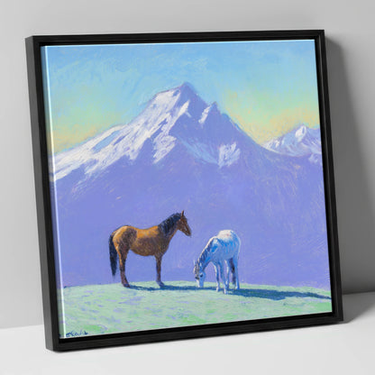 High Country Companions horse landscape canvas wall art in black frame