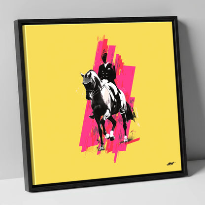 Bold Dressage Rhythm dressage horse canvas wall art in black frame