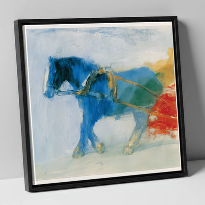 The Azure Draught working horse canvas wall art in black frame