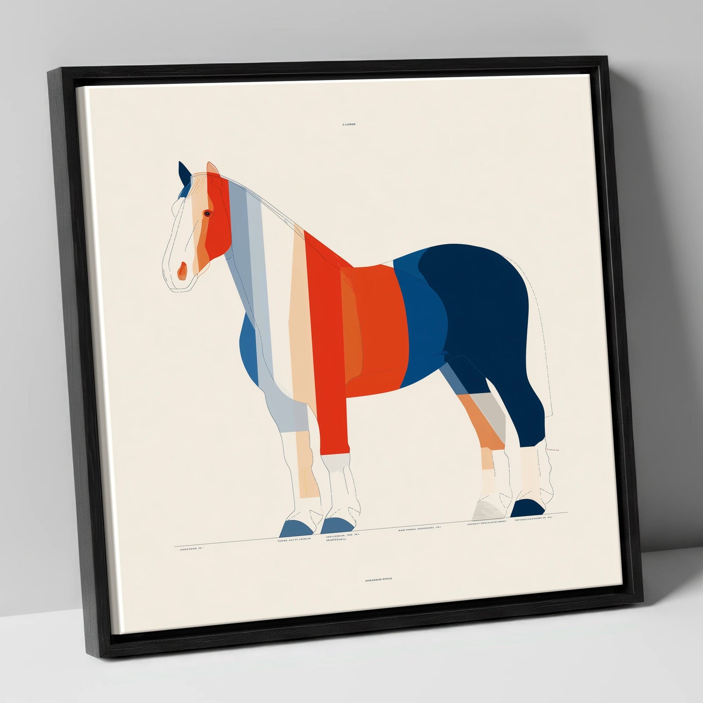 Modernist Equine Silhouette horse breed canvas wall art in black frame