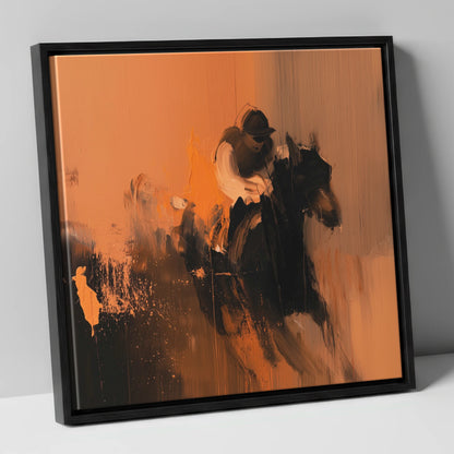 Amber Stride racing horse canvas wall art in black frame