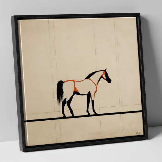 Minimalist Ink Profile horse breed canvas wall art in black frame