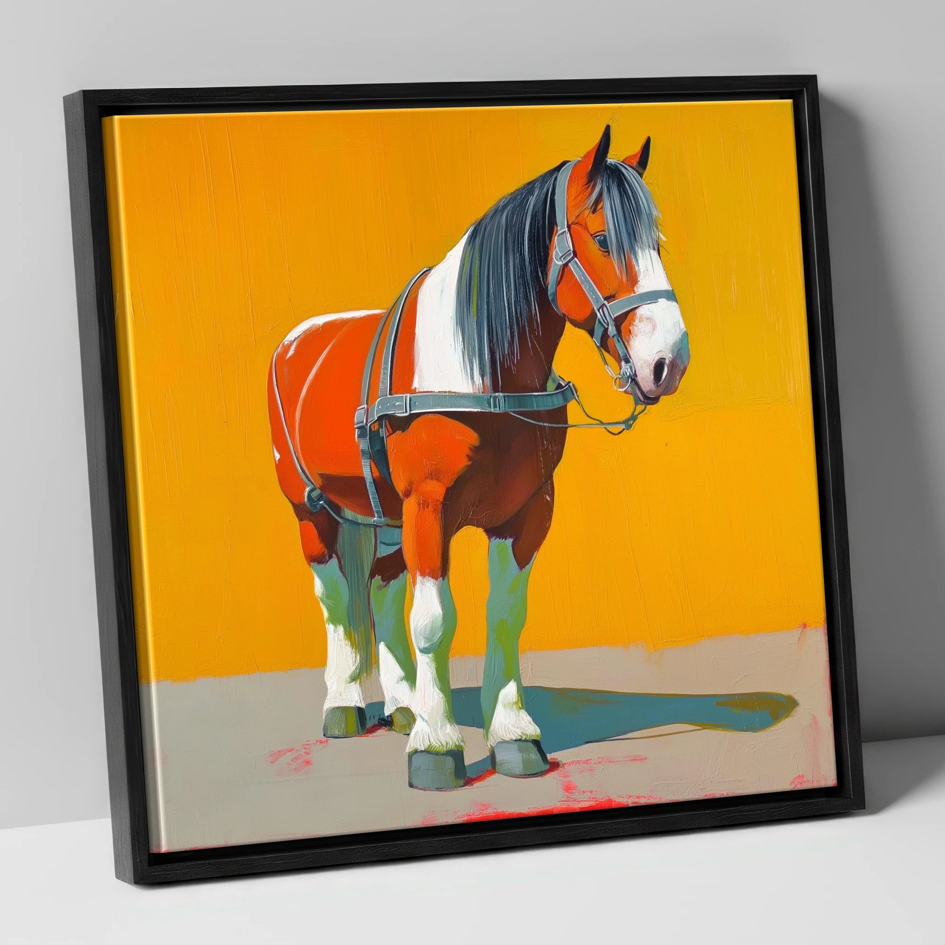 Vibrant Heavy Horse horse breed canvas wall art in black frame