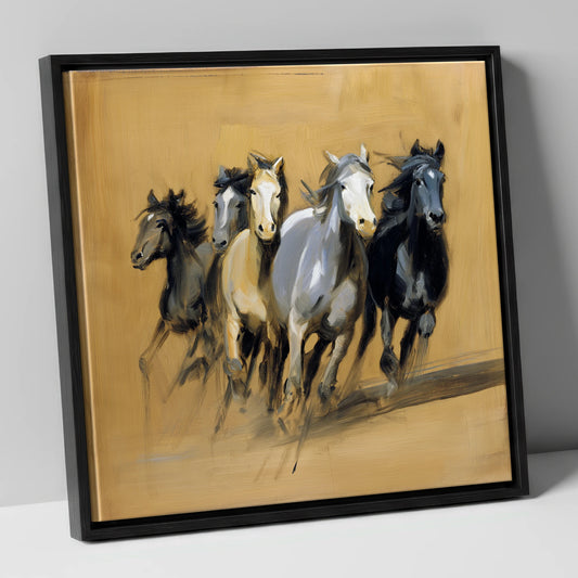 Thunder Through The Dust wild horses canvas wall art in black frame