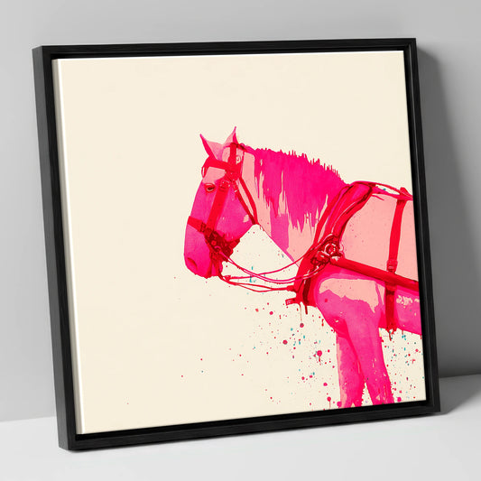 Vibrant Harness Profile working horse canvas wall art in black frame