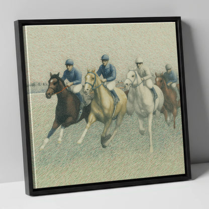 The Classic Field racing horse canvas wall art in black frame