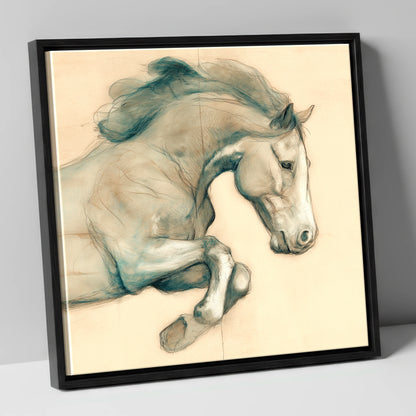 Suspended Grace horse portrait canvas wall art in black frame