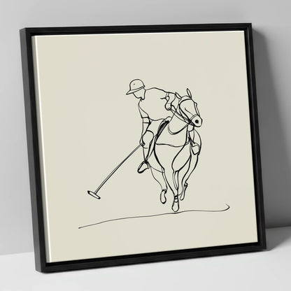 The Elegant Chukka polo horse canvas wall art in black frame
