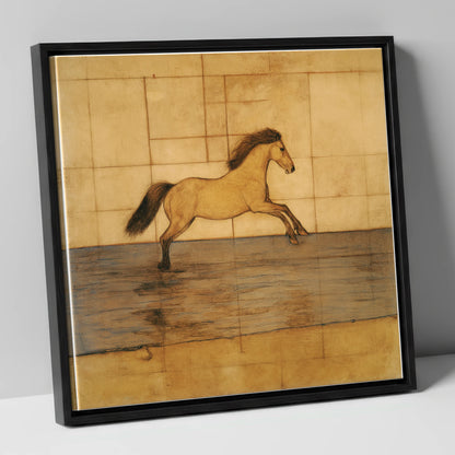 Classical Canter Study horse portrait canvas wall art in black frame