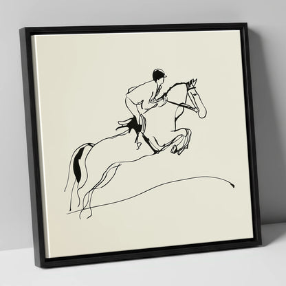 The Perfect Arc show jumping horse canvas wall art in black frame
