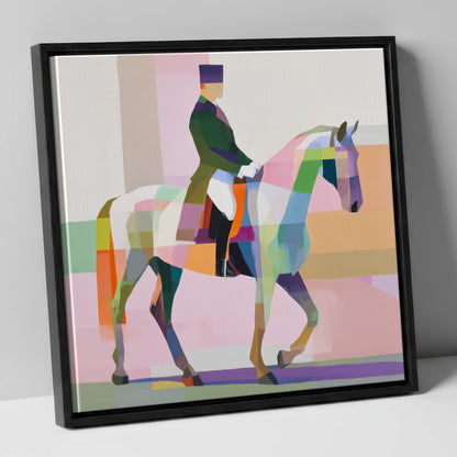 Modern Dressage Stride dressage horse canvas wall art in black frame
