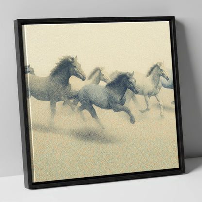 Rhythms of the Herd wild horses canvas wall art in black frame