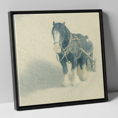 Steadfast in the Field working horse canvas wall art in black frame