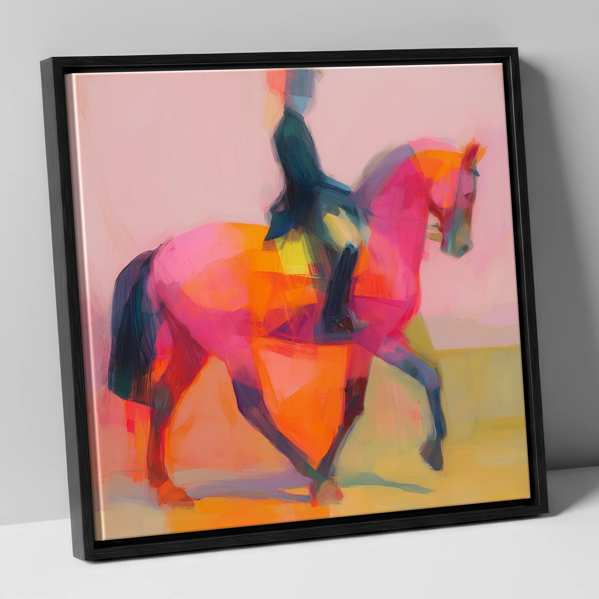Bold Dressage Rhythm dressage horse canvas wall art in black frame