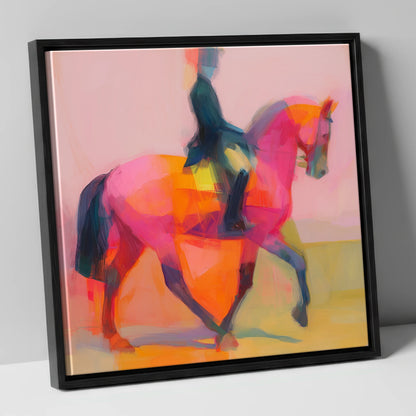 Bold Dressage Rhythm dressage horse canvas wall art in black frame