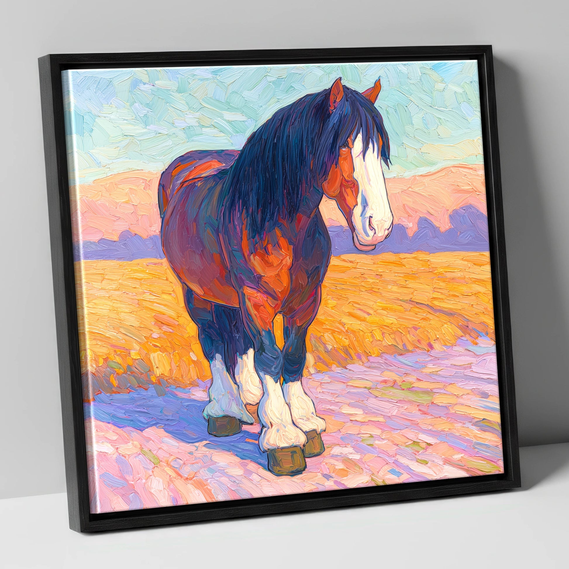 Vivid Heavy Horse horse breed canvas wall art in black frame