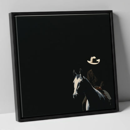 Western Solitude western horse canvas wall art in black frame