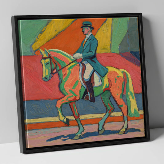 Vivid Dressage Rhythm dressage horse canvas wall art in black frame