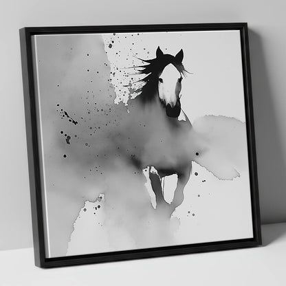 Emerging Spirit horse portrait canvas wall art in black frame