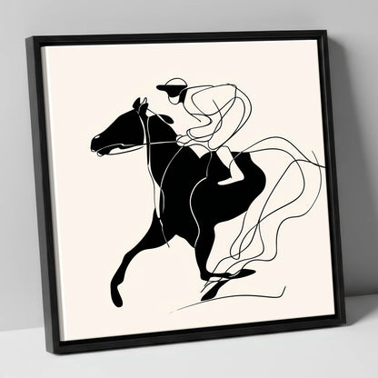 Fluidity in Motion racing horse canvas wall art in black frame