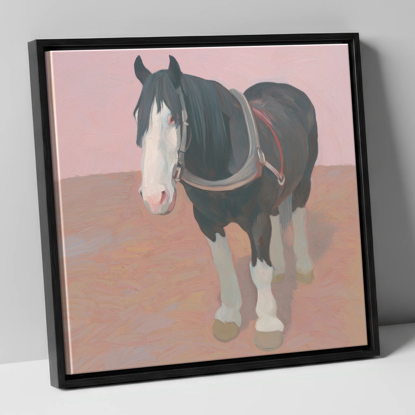 The Gentle Heavy horse breed canvas wall art in black frame