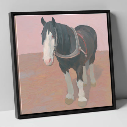 The Gentle Heavy horse breed canvas wall art in black frame