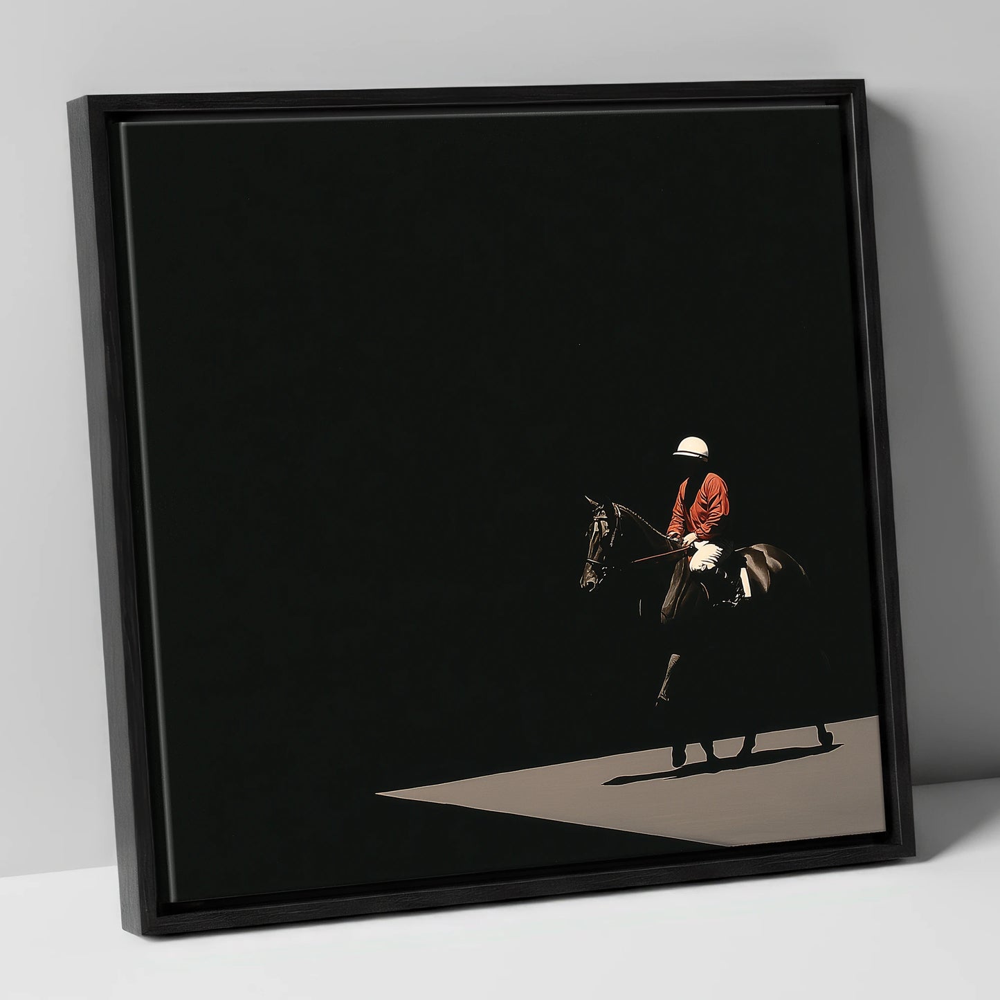 Quiet Before the Roar racing horse canvas wall art in black frame