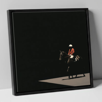Quiet Before the Roar racing horse canvas wall art in black frame