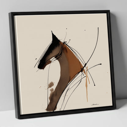 Abstract Equine Spirit horse portrait canvas wall art in black frame