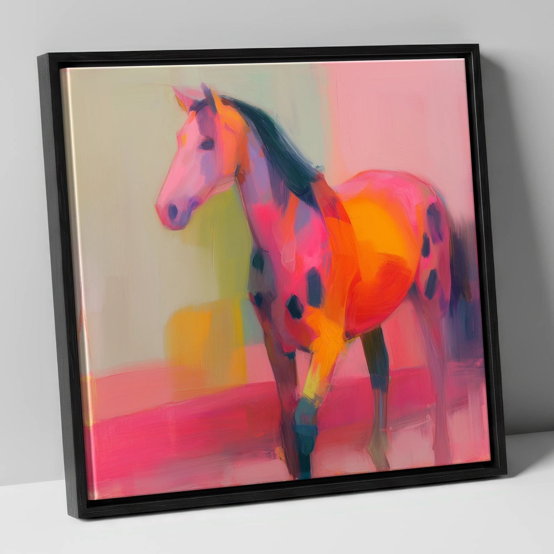 Vivid Appaloosa Spirit horse breed canvas wall art in black frame