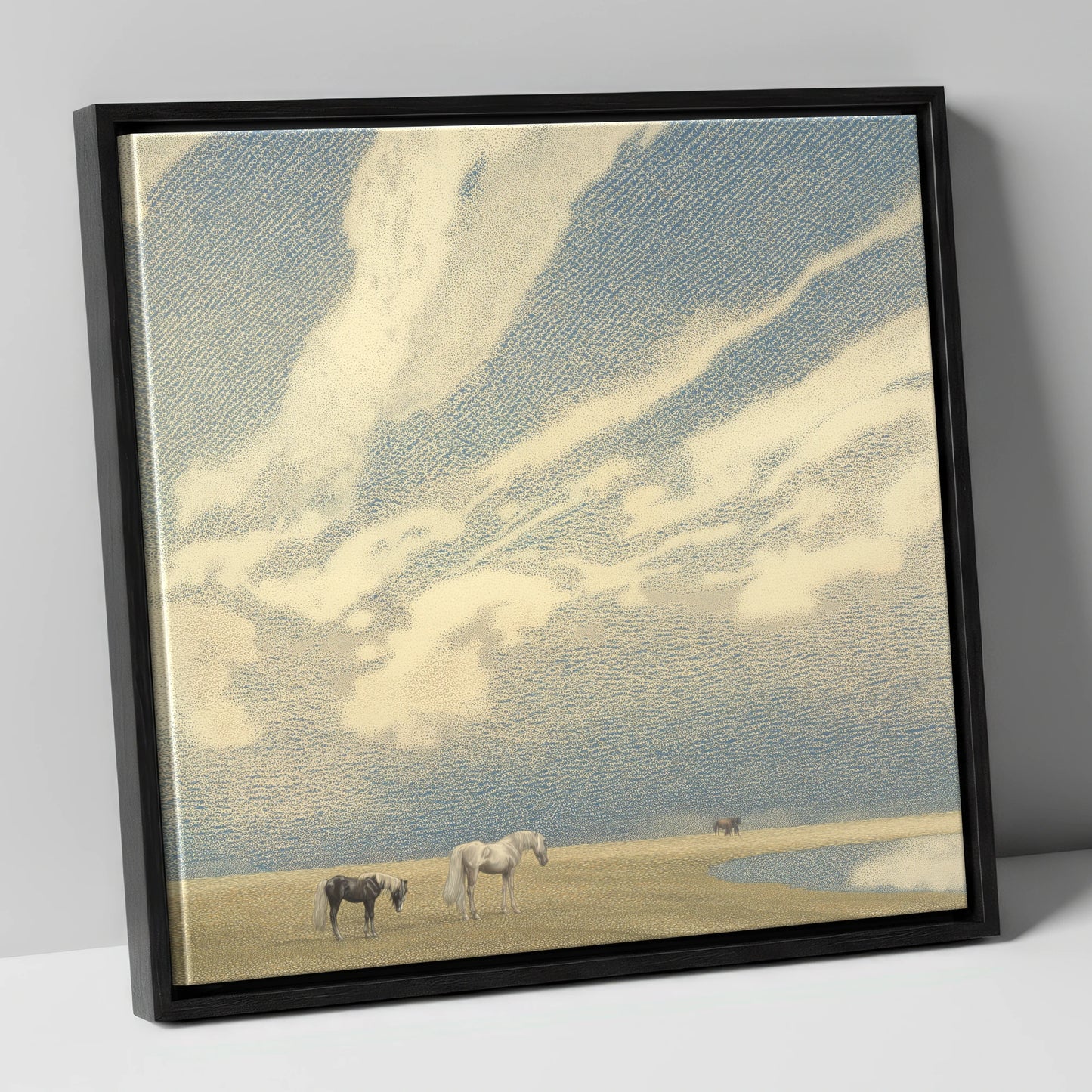 Sweeping Skies horse landscape canvas wall art in black frame