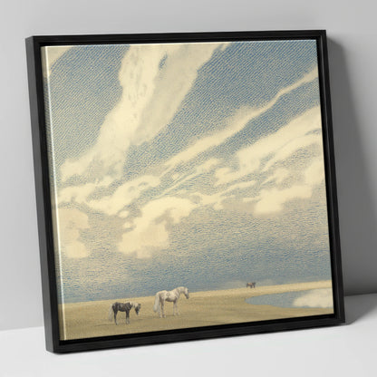 Sweeping Skies horse landscape canvas wall art in black frame