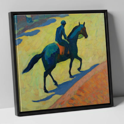 Rhythm on the Gallops racing horse canvas wall art in black frame