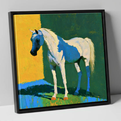 Grey Arabian in Vibrant Light horse breed canvas wall art in black frame