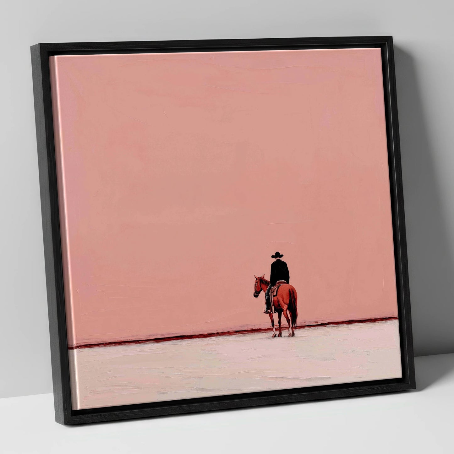The Quiet Frontier western horse canvas wall art in black frame