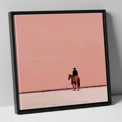 The Quiet Frontier western horse canvas wall art in black frame