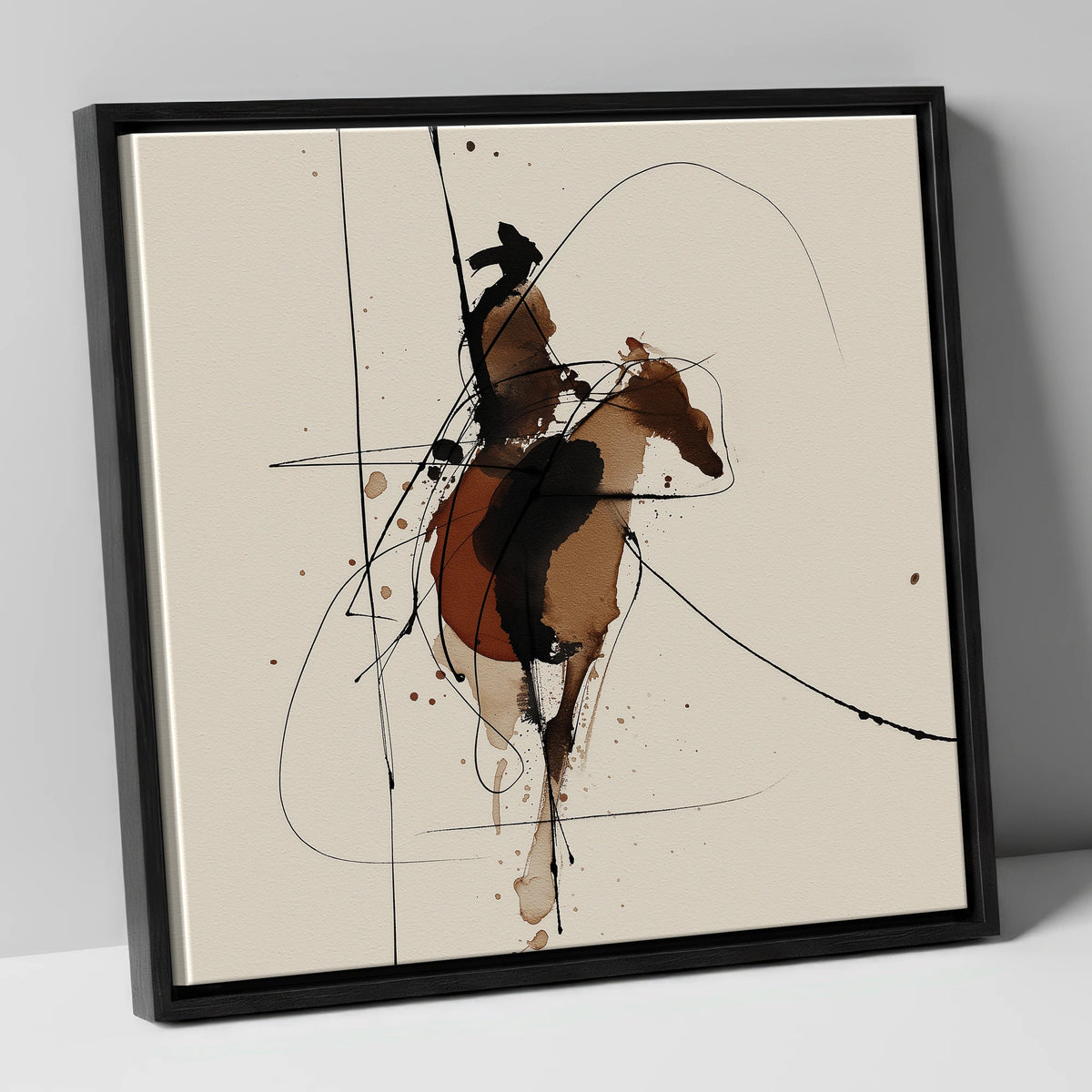 Shadows of the Frontier western horse canvas wall art in black frame