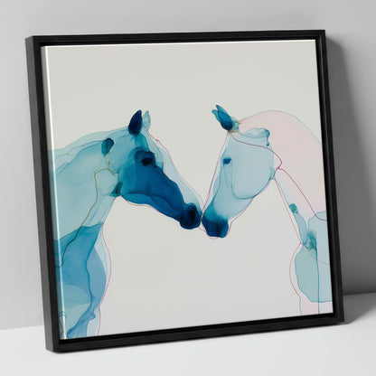 Azure Affinity horse portrait canvas wall art in black frame