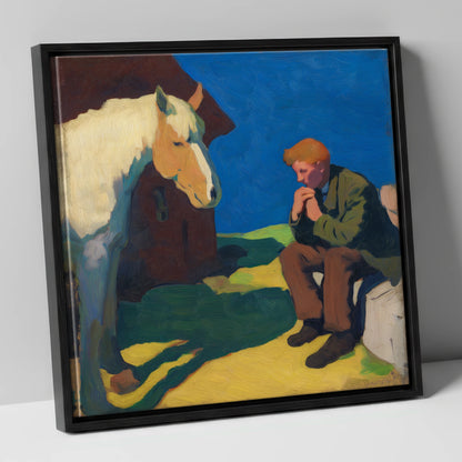 The Quiet Bond horse & rider canvas wall art in black frame