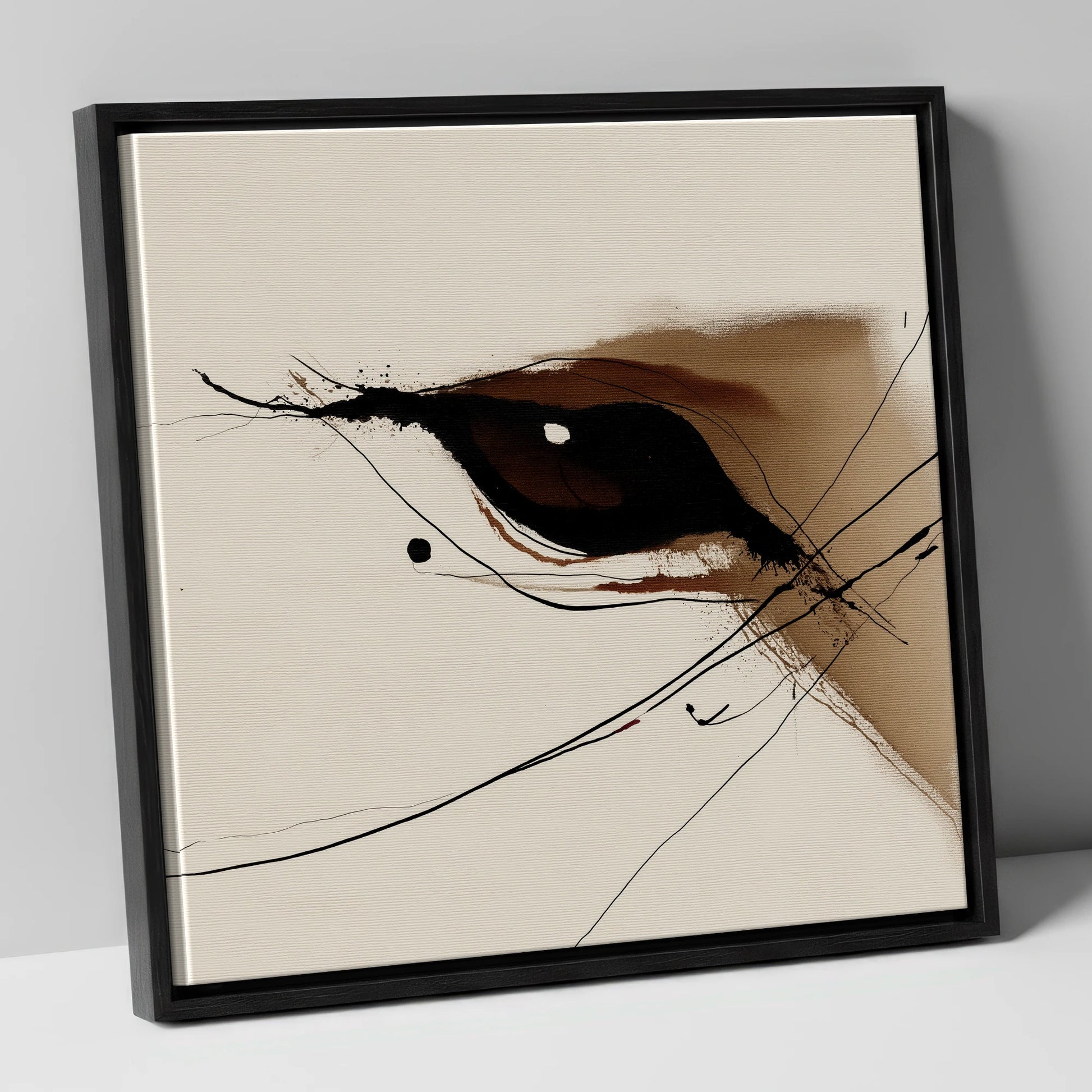 Soulful Equine Gaze horse portrait canvas wall art in black frame