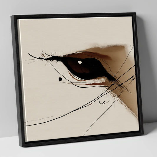Soulful Equine Gaze horse portrait canvas wall art in black frame