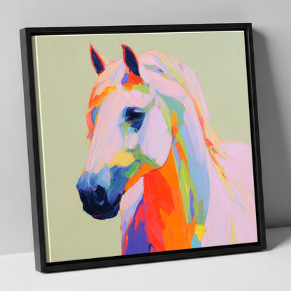 Vivid Equine Profile horse breed canvas wall art in black frame