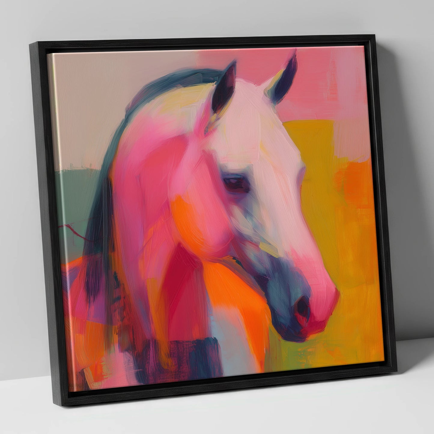 Vivid Equine Expression horse breed canvas wall art in black frame