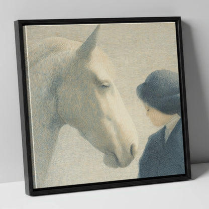 The Quiet Bond horse & rider canvas wall art in black frame