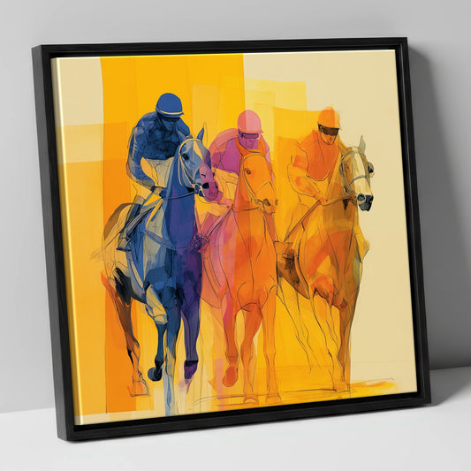 The Colour of Speed racing horse canvas wall art in black frame
