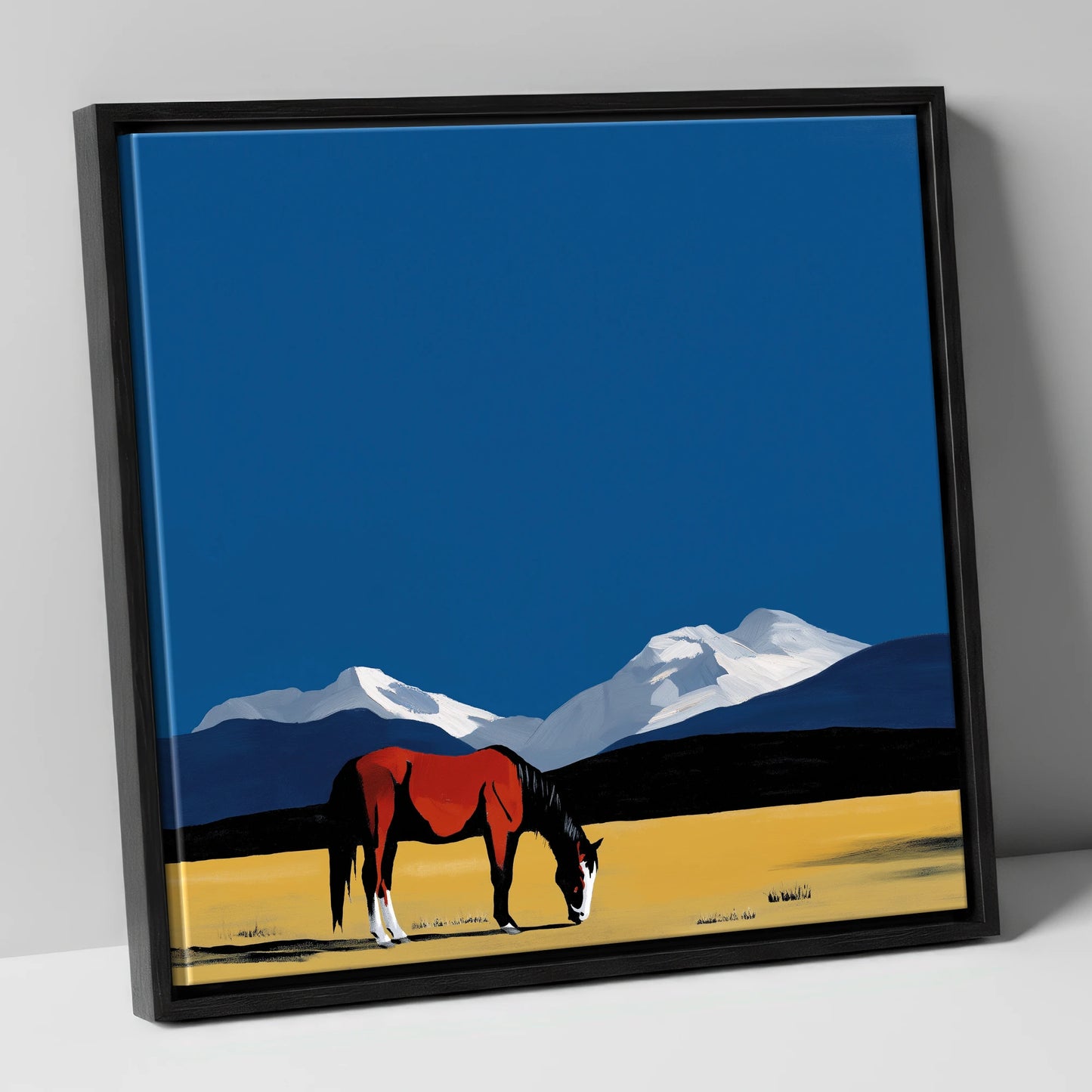 High Country Solitude horse landscape canvas wall art in black frame