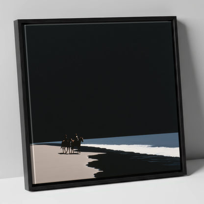 Obsidian Shores horse landscape canvas wall art in black frame