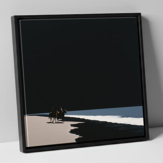 Obsidian Shores horse landscape canvas wall art in black frame