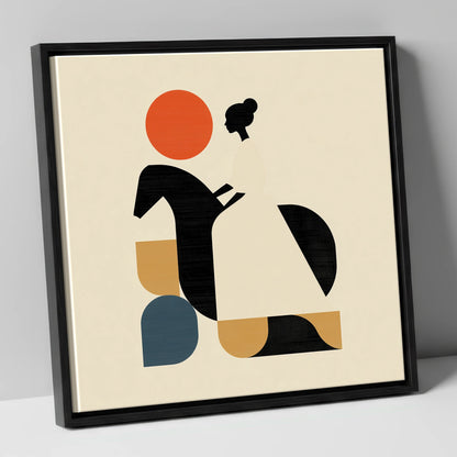 Structured Equestrian Harmony horse & rider canvas wall art in black frame