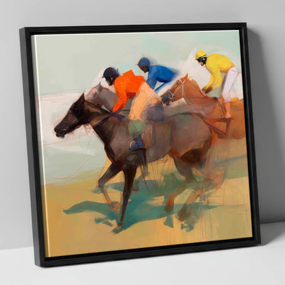 Silks of the Final Furlong racing horse canvas wall art in black frame